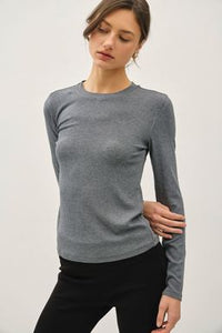 Ribbed Classic Crewneck Long Sleeve Tee