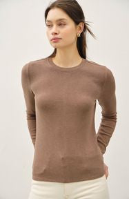 Ribbed Classic Crewneck Long Sleeve Tee