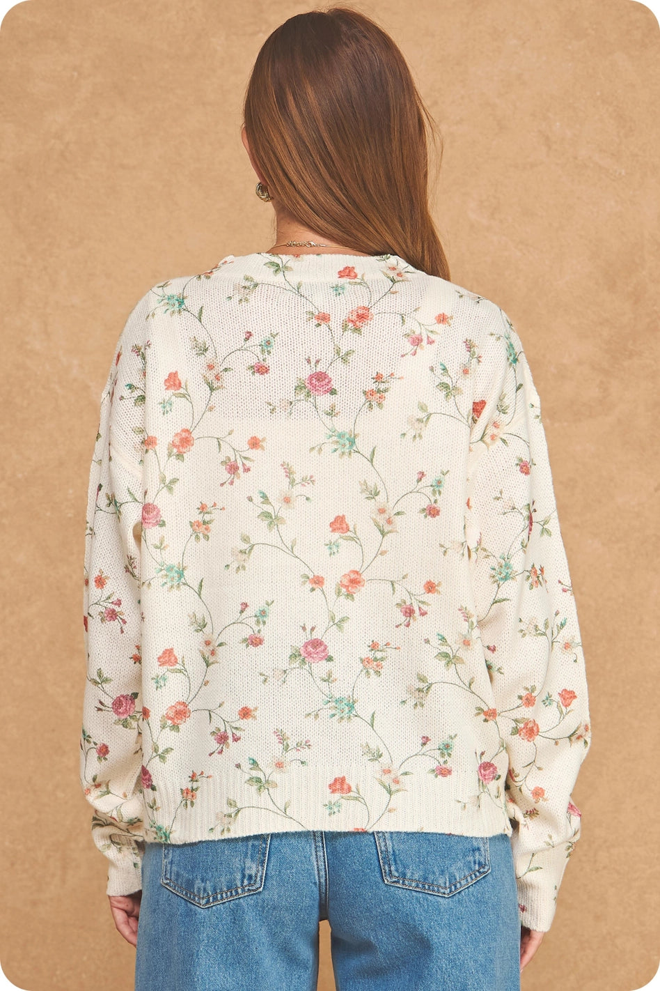 Botanical Floral Print Sweater