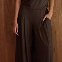 Knit Palazzo Pant-Chocolate