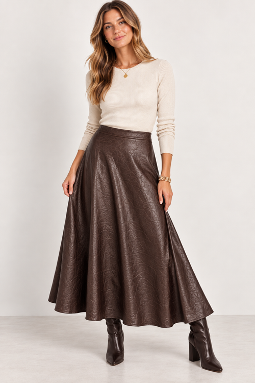 THML Leather Look Maxi Skirt