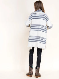 Earthy Stripes Fringe Cardigan