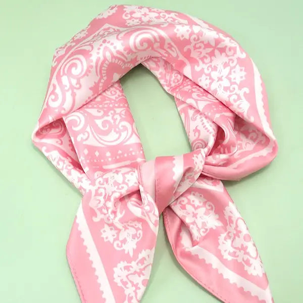 Paisley Silky Bandana Scarf-Pink