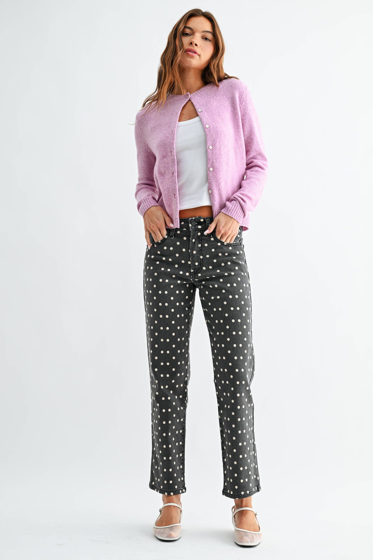 Vintage Straight Polka Dot Jeans