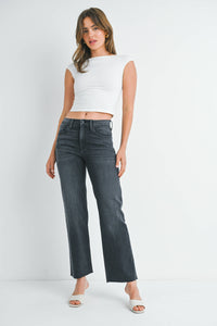 Slim Palazzo w/ Scissor Cut-Washed Grey