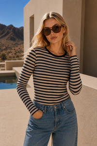 Aurora Top Cream Stripe Top