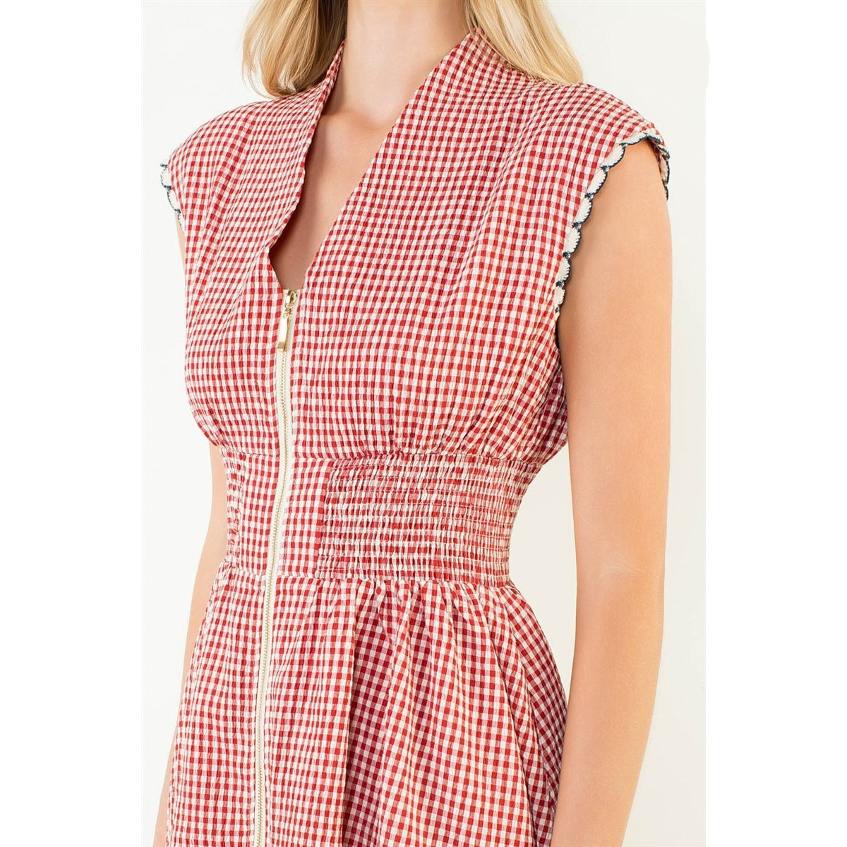 THML Gingham Dress-Red