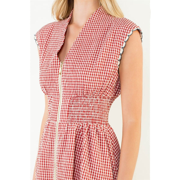 THML Gingham Dress-Red