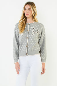 THML Buttoned Front Dog Print Cardigan