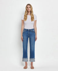 Cuffed Straight Jeans-Daphne