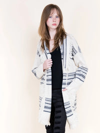 Earthy Stripes Fringe Cardigan