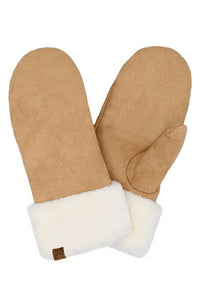 C.C Suede Mitten with Faux Fur Cuff