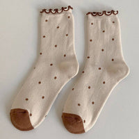 Polka Dots Ruffle Crew Socks