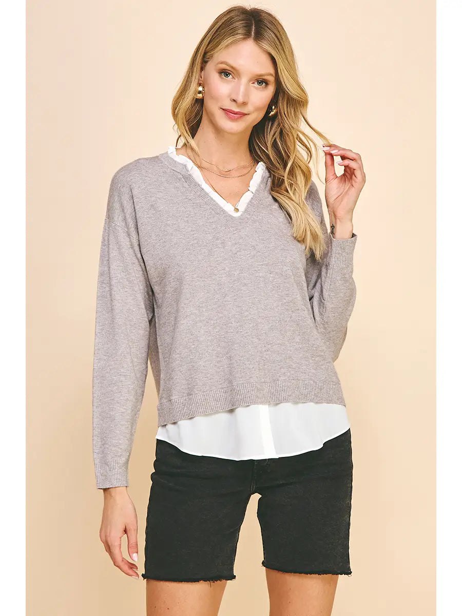Sweater w/Contrast Blouse insert