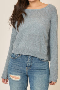 Light Knit Melange Boat Neck Sweater