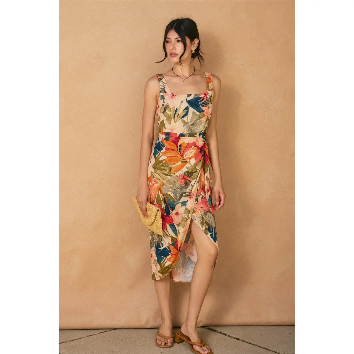 Tulip Hem Midi Wrap Dress