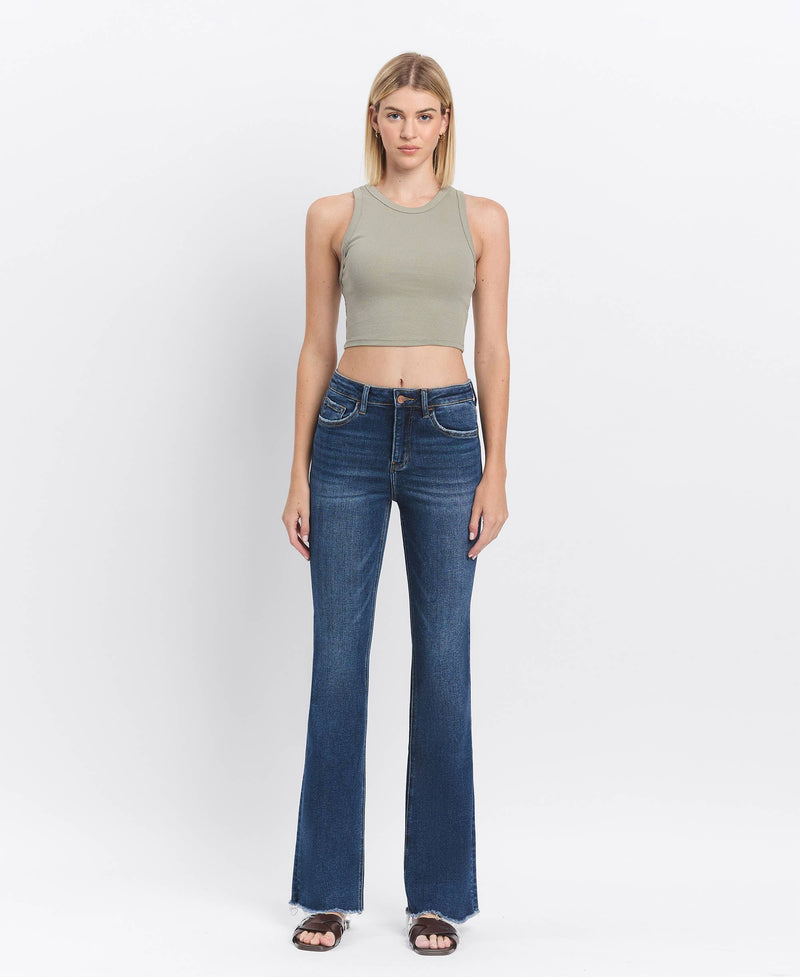 Raw Hem Bootcut Jeans- Medium Wash