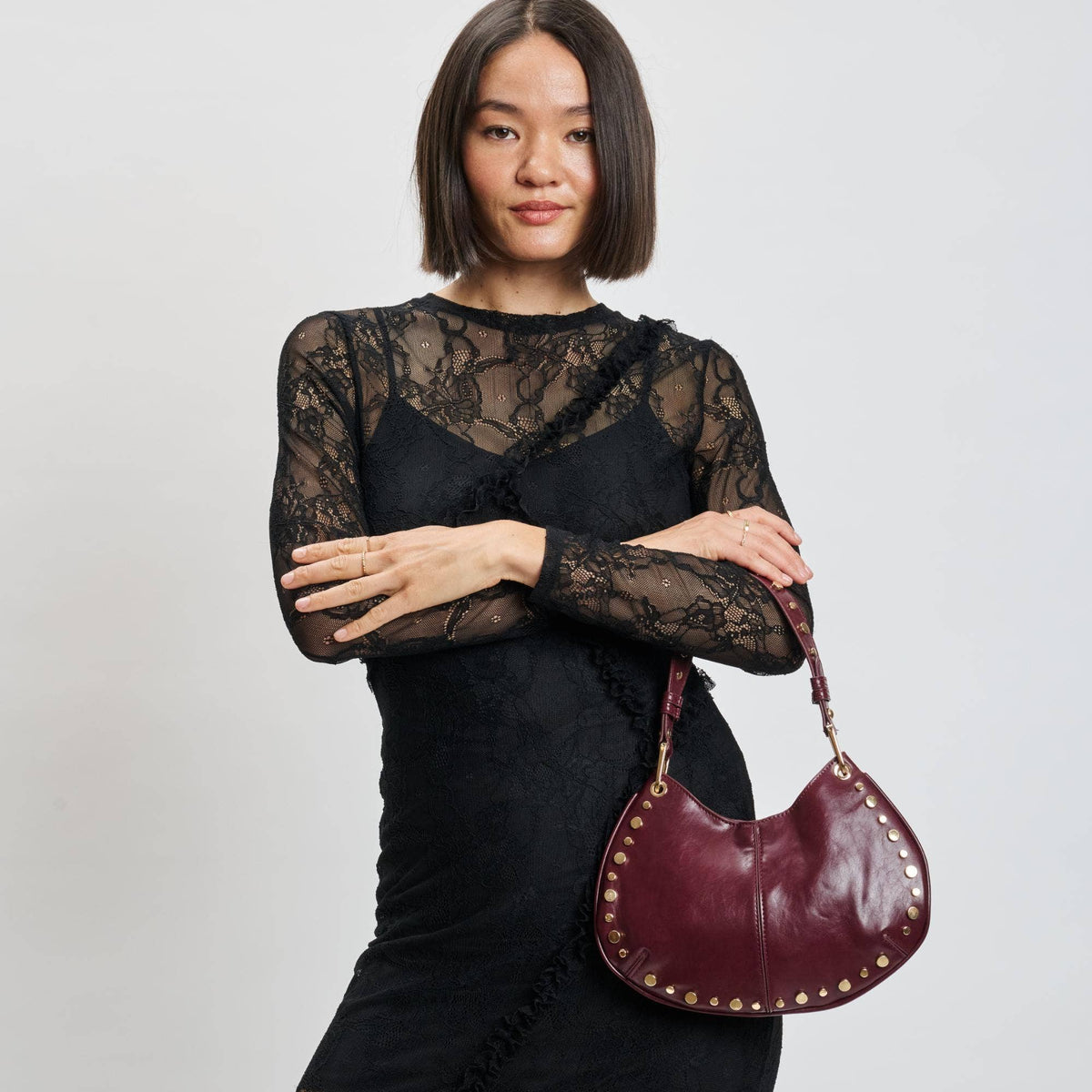 Nova Crossbody w/Studs -Wine