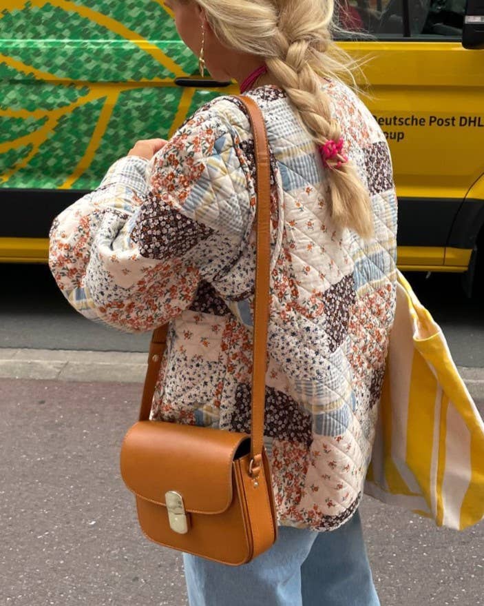 Floral Color Blocks Quilted Jacket