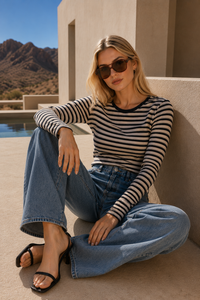 Aurora Top Cream Stripe Top