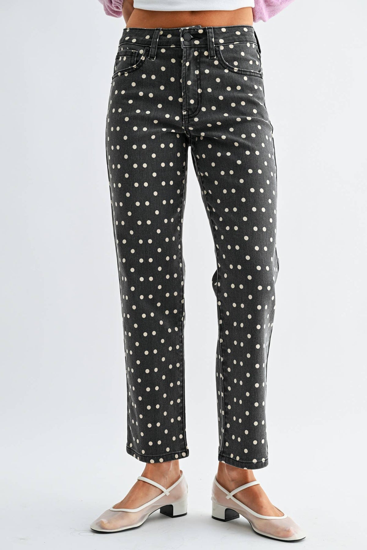 Vintage Straight Polka Dot Jeans