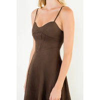 THML Suede Strapped Dress-Chocolate