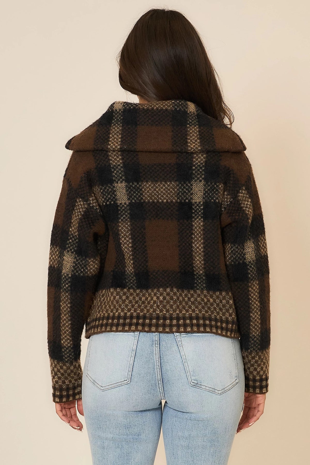 Plaid Zip Up Sweater