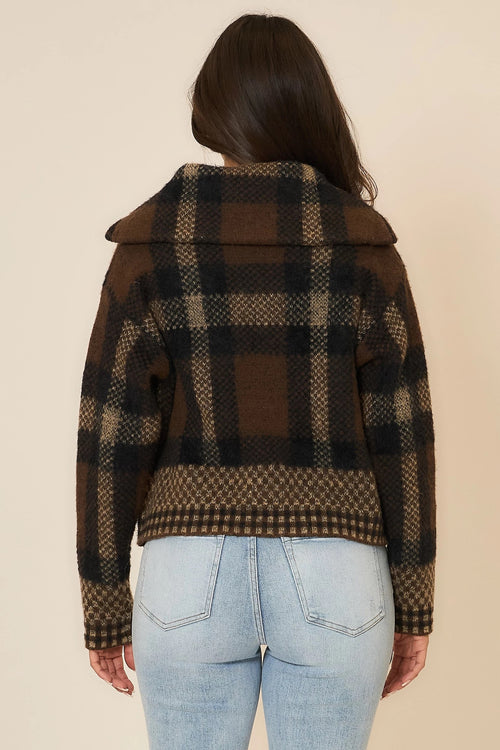 Plaid Zip Up Sweater