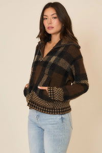Plaid Zip Up Sweater