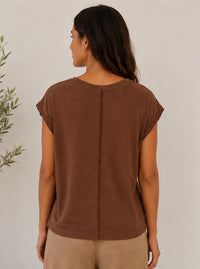 Crew Neck Tee w/Chrochet Detail