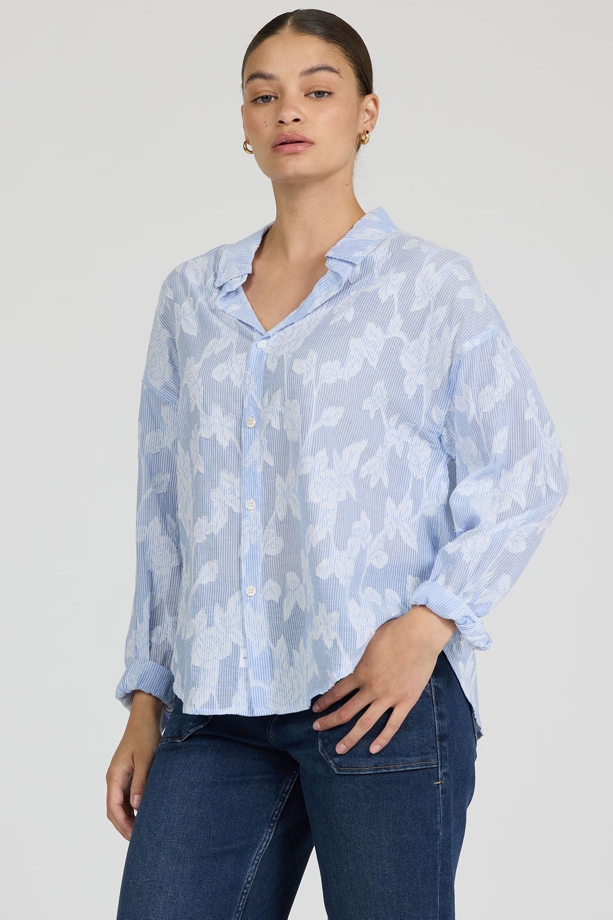 Dear John Adrianna  Burnout Button Down