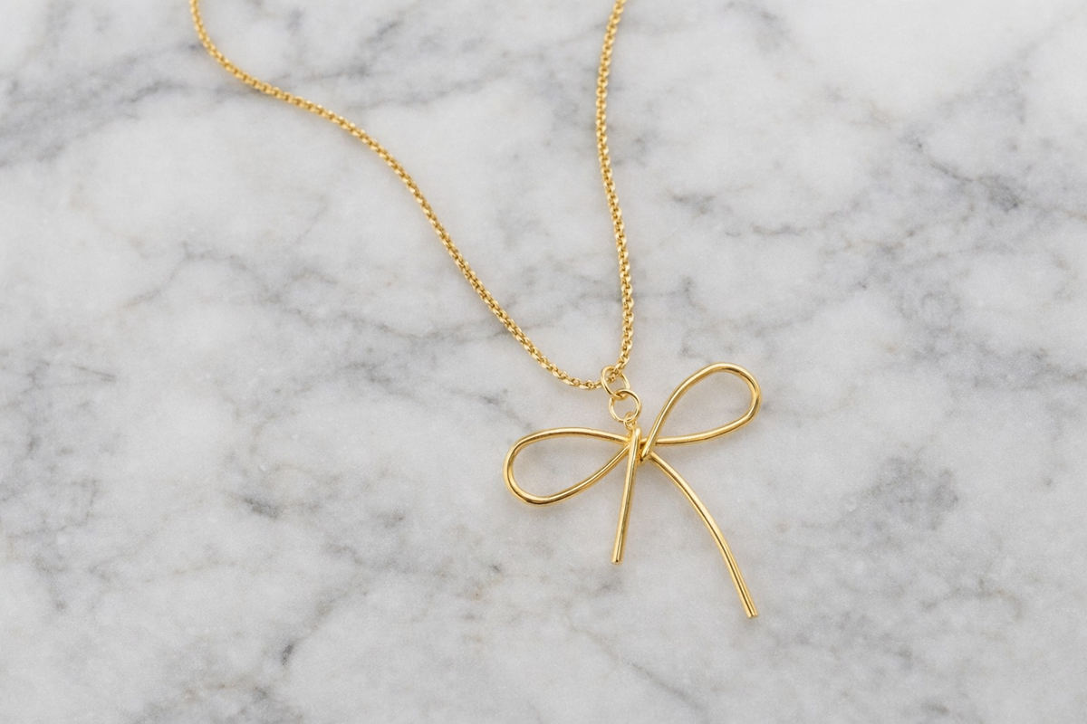 Bow Necklace-Gold