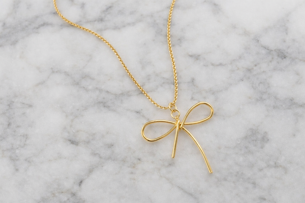 Bow Necklace-Gold