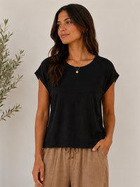 Crew Neck Tee w/Chrochet Detail