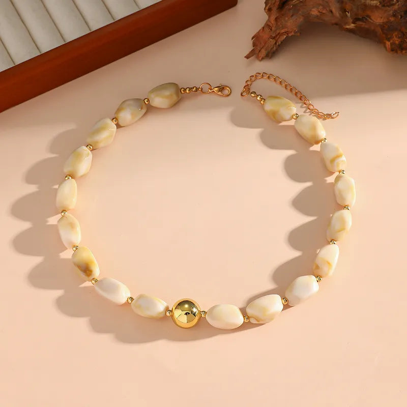 Acrylic Necklace W/Gold Bead