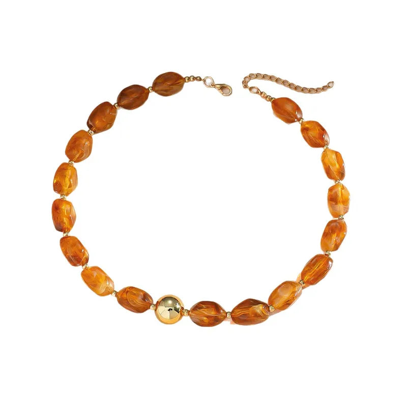 Acrylic Necklace W/Gold Bead