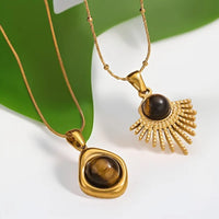 Geo Natural Stone Pendant Necklace