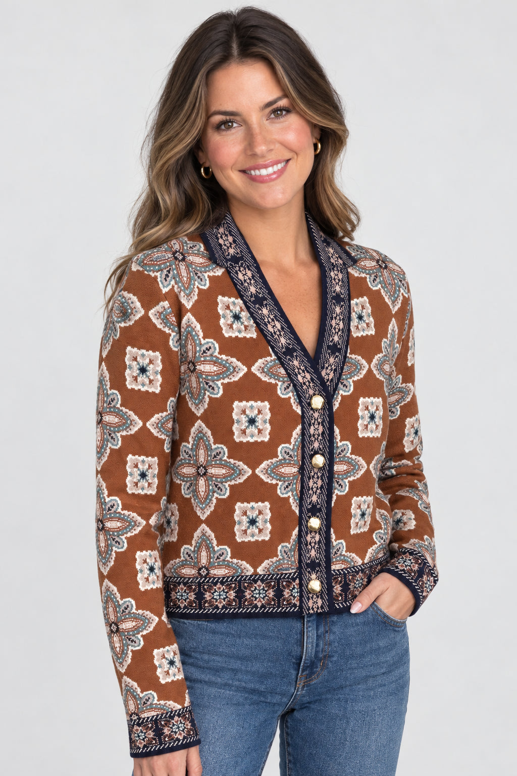 THML Paisly Cardigan w/Gold Buttons