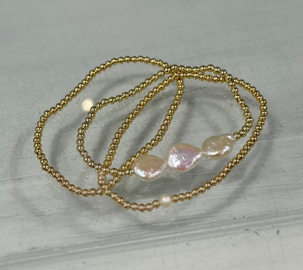 Gold Beaded/Pearl Bracelet Stack