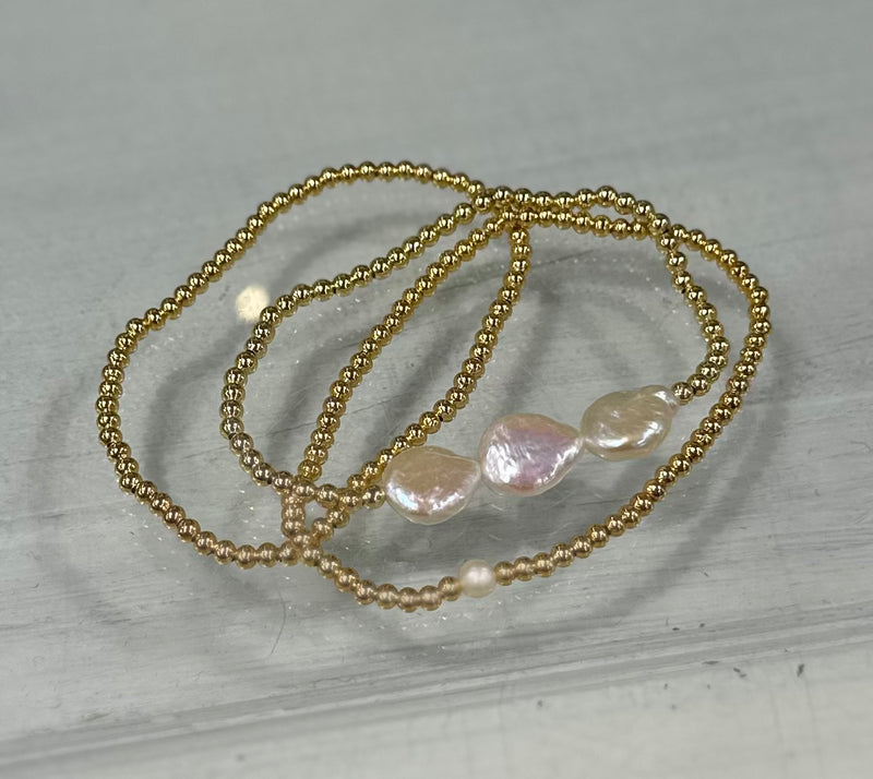 Gold Beaded/Pearl Bracelet Stack