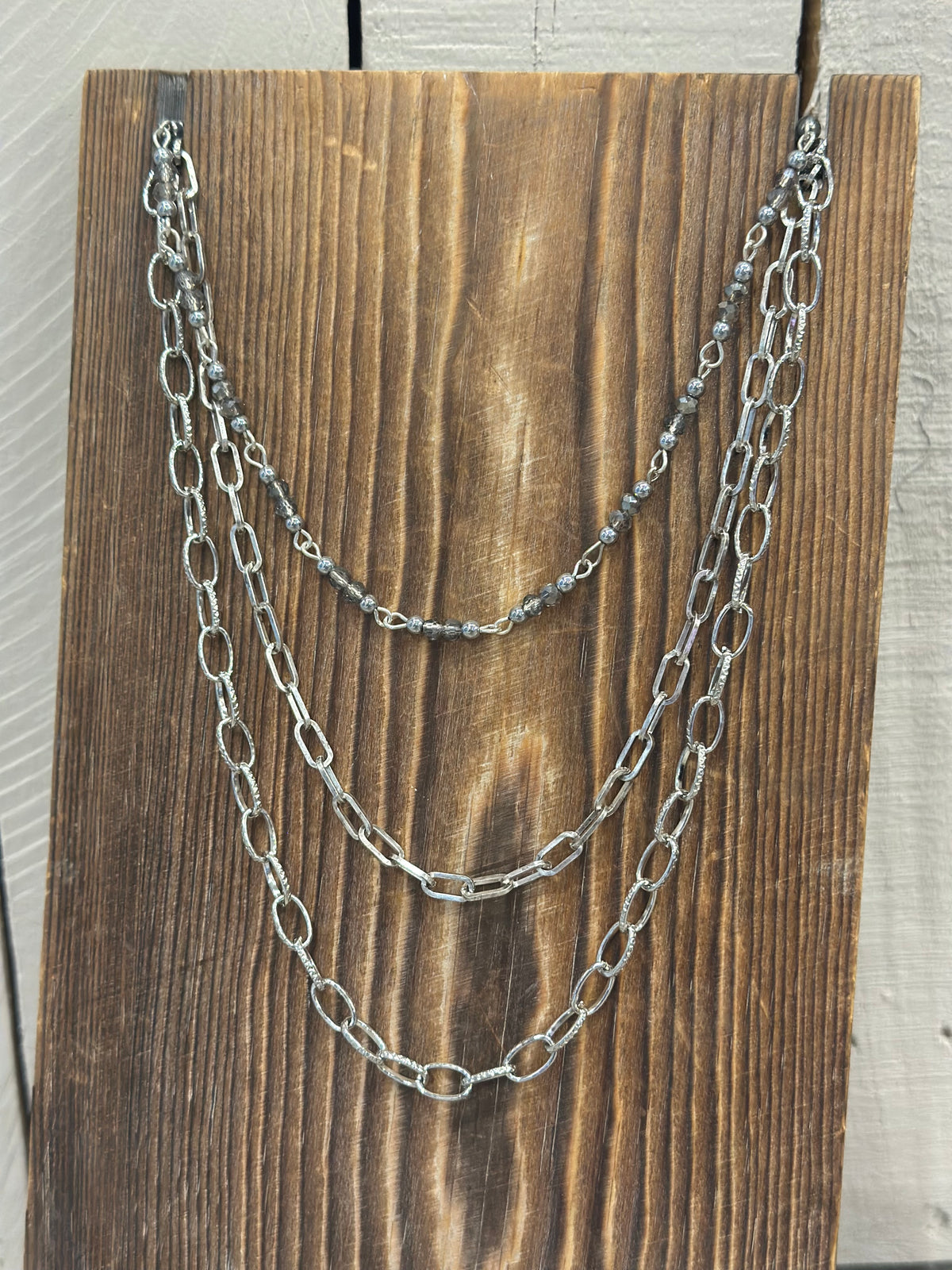 Triple Chain Necklace-Silver