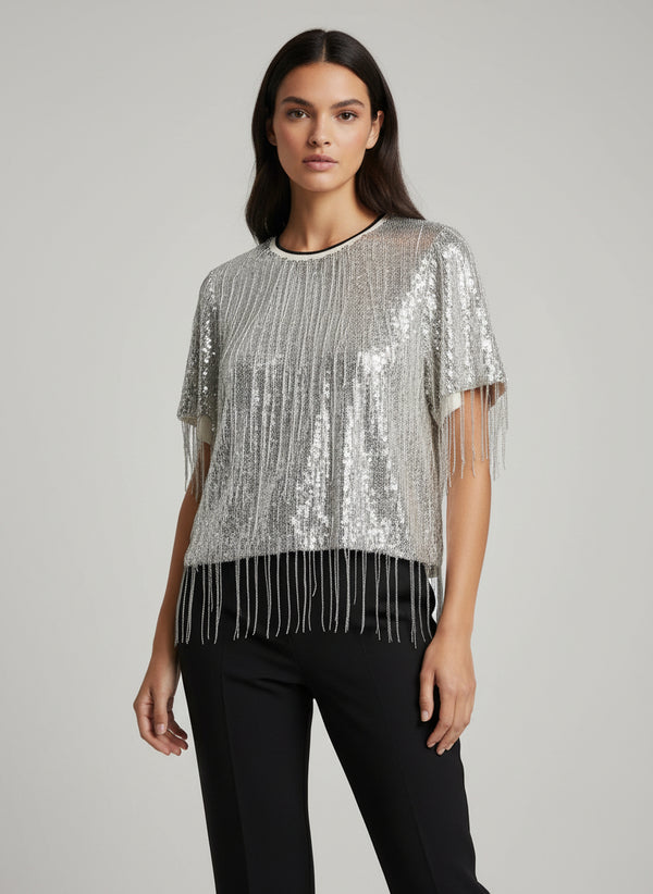 Sequin Dangle-Fringe Top
