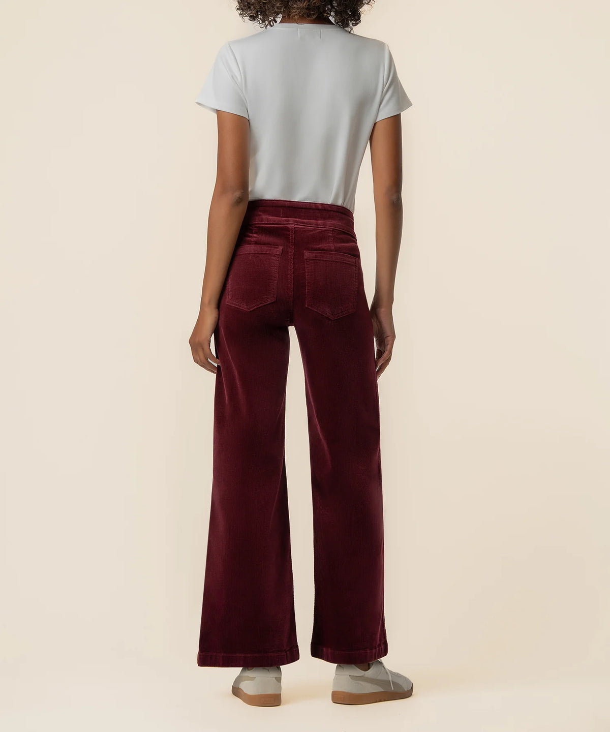 Kut Meg Corduroy Wide Leg Pant w/Welt Pocket- Dark Cherry