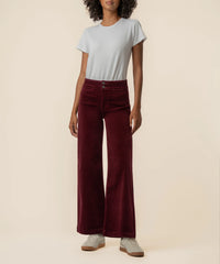 Kut Meg Corduroy Wide Leg Pant w/Welt Pocket- Dark Cherry