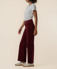 Kut Meg Corduroy Wide Leg Pant w/Welt Pocket- Dark Cherry