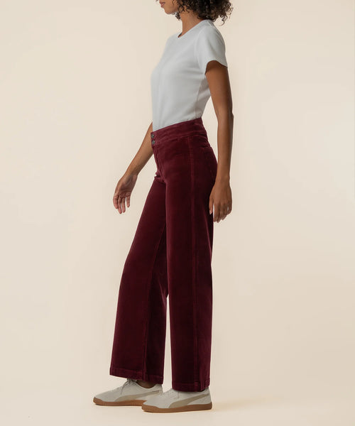 Kut Meg Corduroy Wide Leg Pant w/Welt Pocket- Dark Cherry