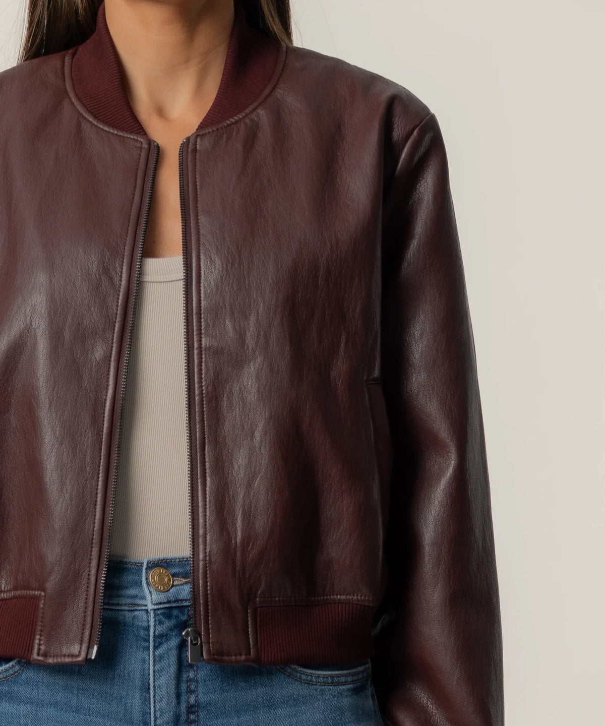 Kut Steph Zip Front Bomber Jacket-Bordeaux