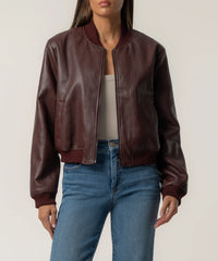 Kut Steph Zip Front Bomber Jacket-Bordeaux