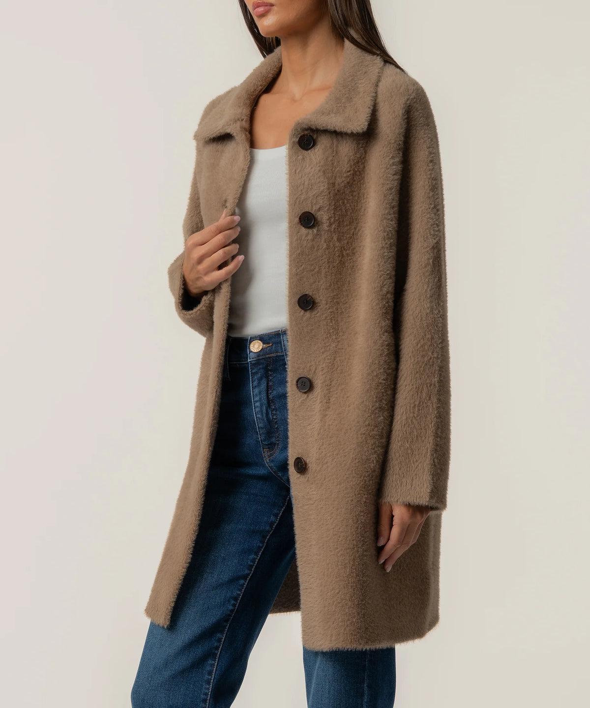 Kut Blythe Long Sweater Jacket - Tan
