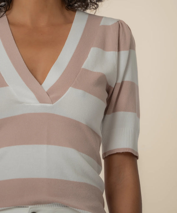 Kut Yona Striped Vneck Sweater